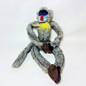 Vintage Fiesta HANGING MONKEY Plush Mandrill Baboon Brown Stuffed Animal 16" Toy